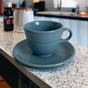 Fiestaware Fiesta Homer Laughlin China Cup and 6" Saucer Set Blue USA